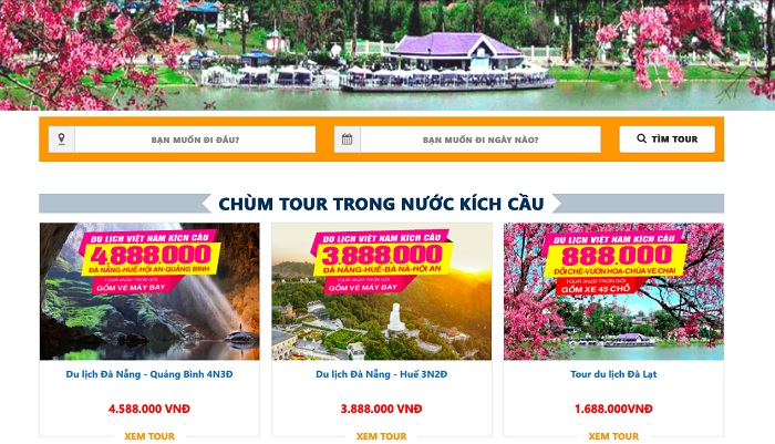 Nhiều tour giờ chót với giá giảm sâu (ảnh chụp màn hình Viettourist)